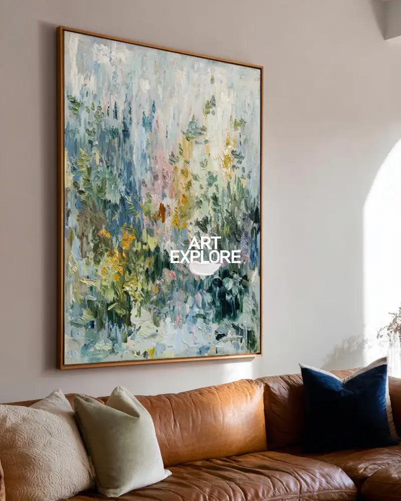 Modern Floral Abstract Wall Art | Large Vertical Oil Painting | ArtExplore