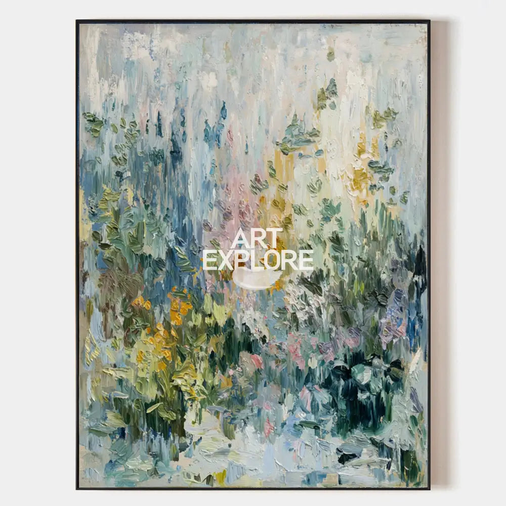 Vertical Floral Landscape Oil Painting | Handmade Modern Wall Art | ArtExplore