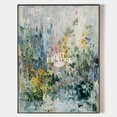 Vertical Floral Landscape Oil Painting | Handmade Modern Wall Art | ArtExplore