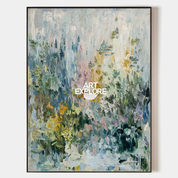 Vertical Floral Landscape Oil Painting | Handmade Modern Wall Art | ArtExplore
