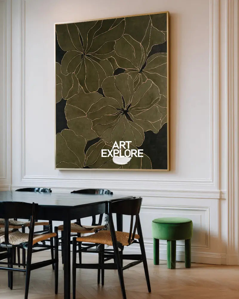 Abstract Botanical Wabi-Sabi Art for Large Walls, Handmade Oil Painting | ArtExplore