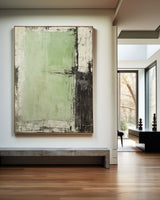 Wabi Sabi Green Painting Green Canvas Wall Art Green Minimalist Wall Art For Sale