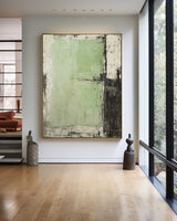 Wabi Sabi Green Painting Green Canvas Wall Art Green Minimalist Wall Art For Sale