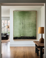 Wabi Sabi Green Painting Green Canvas Wall Art Green Minimalist Wall Art For Sale