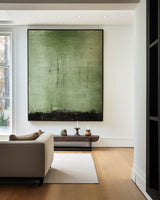 Wabi Sabi Green Painting Green Canvas Wall Art Green Minimalist Wall Art For Sale