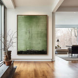 Wabi Sabi Green Painting Green Canvas Wall Art Green Minimalist Wall Art For Sale