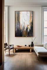 Abstract Black And Gold Canvas Painting Large Original Acrylic Abstract Canvas Art Modern Abstract Painting