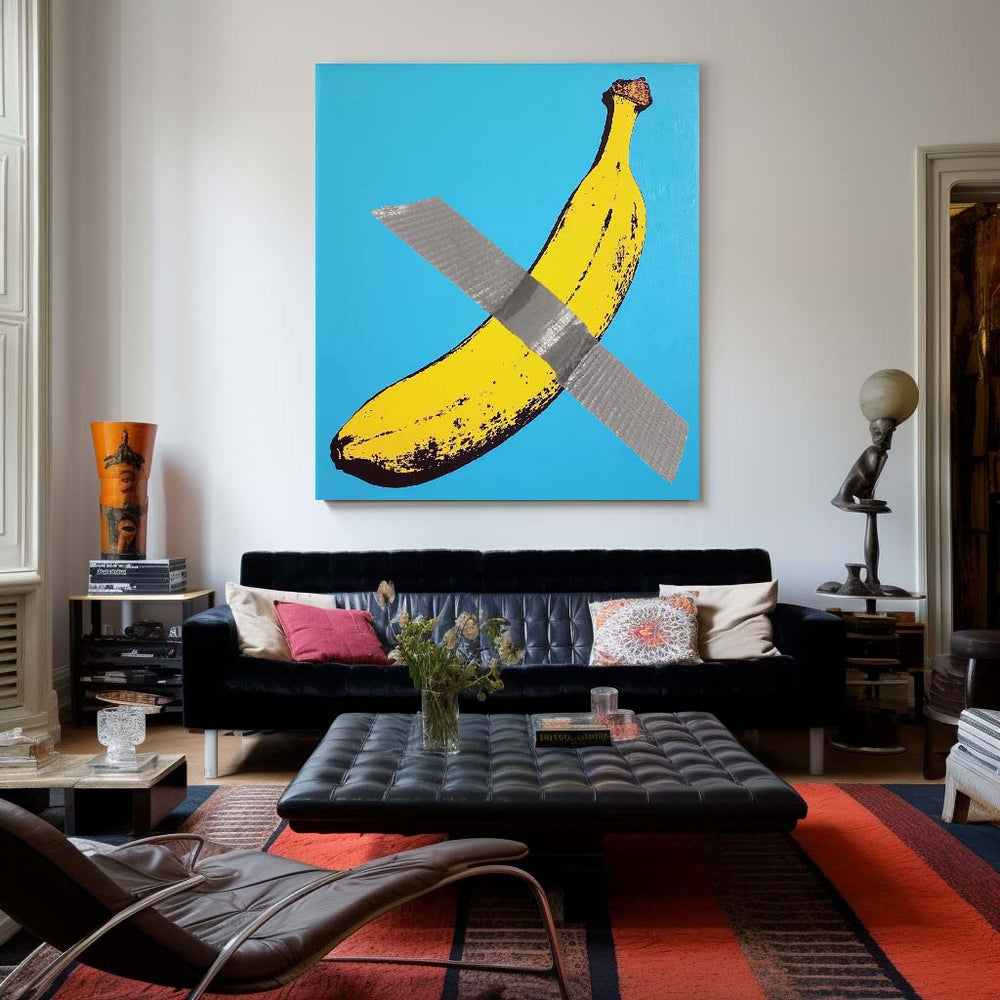 Modern Pop Art Painting Banana Art Painting Square Abstract Bauhaus Wall Art Minimalist Wall Art