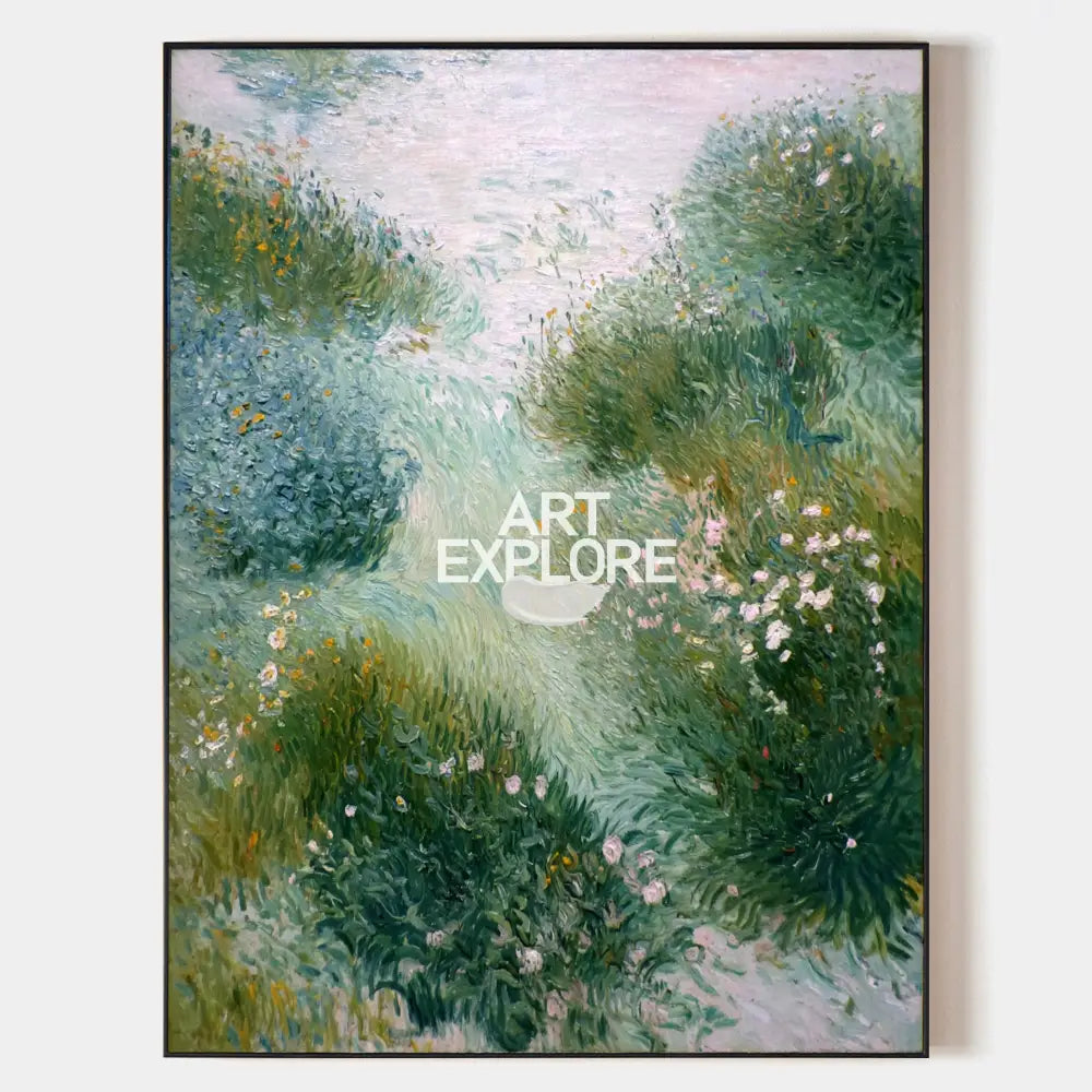 Large Garden Landscape Oil Painting | Handmade Green Wall Art for Modern Home | ArtExplore
