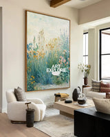 Modern Floral Landscape Oil on Canvas | Large Handmade Artwork | ArtExplore