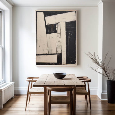 Modern Black And White Abstract Canvas Wall Art Earth Tone Minimalist Art Minimalist Painting 