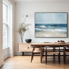Large Abstract Blue Seascape Paintings On Canvas Modern Blue Textured Beach Canvas Wall Art Painting For Living Room Wall