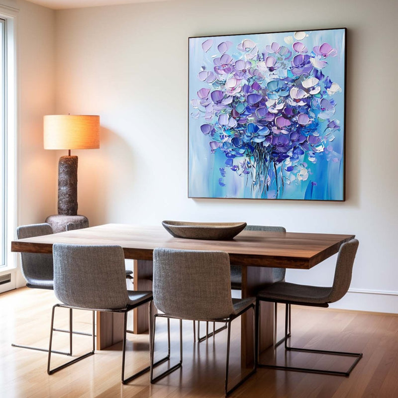 Large Colorful Flowers Art Painting Rich Textured Canvas Art Modern Plaster Handmade Artworks 