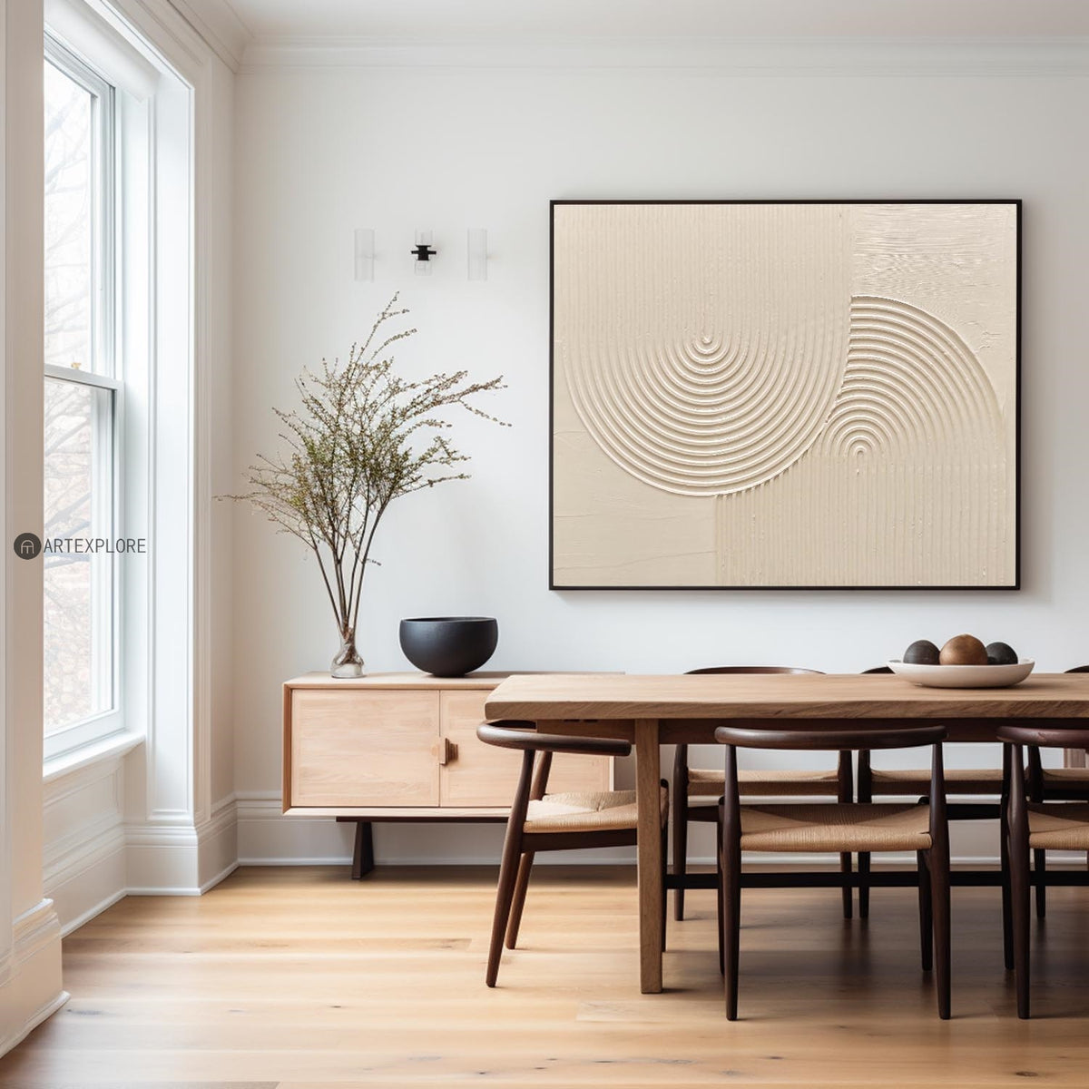 Modern Heavy Textured Hoizontal Painting Beige Abstract Wall Art Minimalist Acrylic Abstract Painting For Livingroom