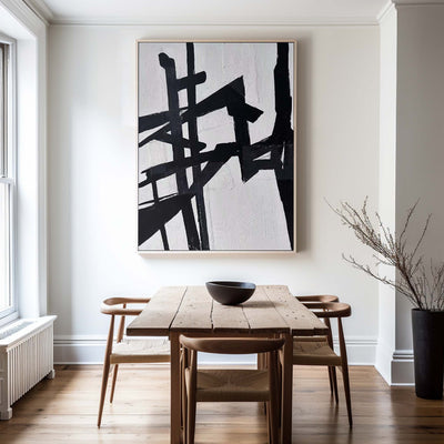 Modern Black And White Abstract Canvas Wall Art Minimalist Art Minimalist Painting For Livingroom