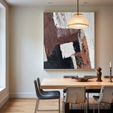 Modern Abstract Art Brown Abstract Canvas Wall Art, Large Abstract Acrylic Painting For Sale
