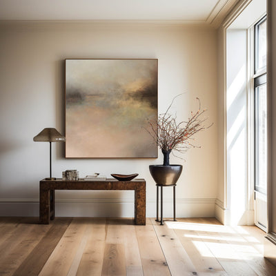Oversize abstract landscape painting for japandi living room acrylic scenery painting on canvas 