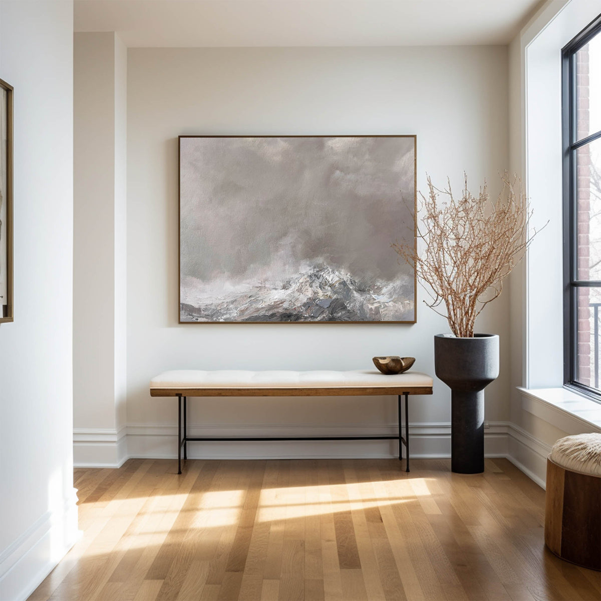 Modern Grey Landscape Wall Art Large Livingroom Canvas Wall Art Acrylic Painting For Sale 