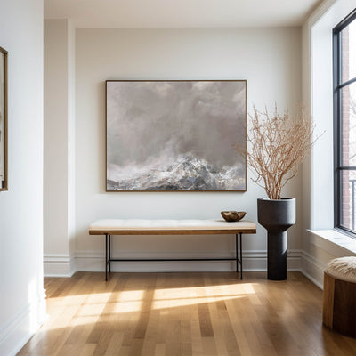 Modern Grey Landscape Wall Art Large Livingroom Canvas Wall Art Acrylic Painting For Sale 