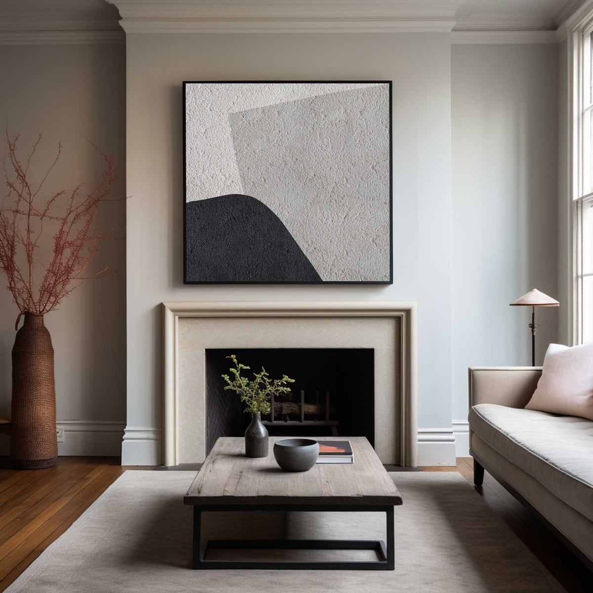 Shades Of Grey Painting Abstract Geometric Minimalist Painting Gray White Black