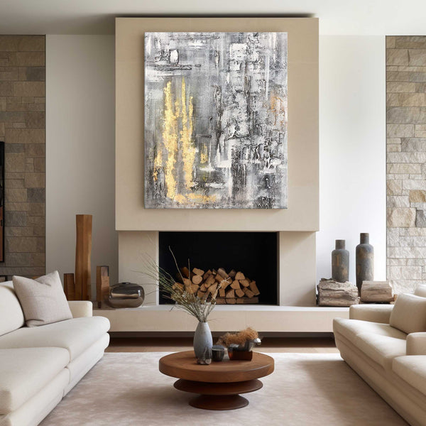 Abstract Gold Wall Art Grey And Gold Wall Art Huge Vertical Wall Art