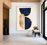 Large Beige And Blue Minimalist Art Textured Abstract Painting Minimalist Wall Art For Livingroom