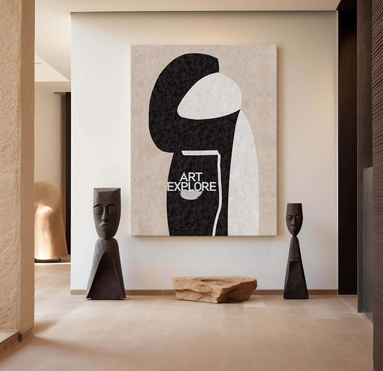 Modern Minimalist Painting Black White And Beige Cool Line Geometric Acrylic Painting Ideas Minimalist Painting For Sale