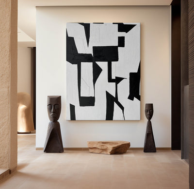 Modern Black And White Abstract Canvas Wall Art Minimalist Art Minimalist Painting For Livingroom