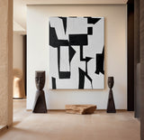 Modern Black And White Abstract Canvas Wall Art Minimalist Art Minimalist Painting For Livingroom