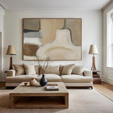 Brown And Beige Abstract Painting Minimalist Art Large Horizontal Canvas Paintings For Sale