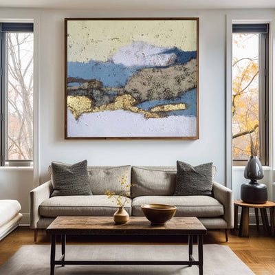 Blue And Gold Wall Decor Abstract Expressionist Paintings Gold Canvas Art