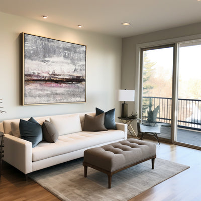 Large Grey Abstract Canvas Wall Art Abstract Beach Painting Modern Abstract Painting