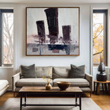 Modern Abstract Gery Canvas Wall Art, Cityscape Minimalist Painting Grey Canvas Painting