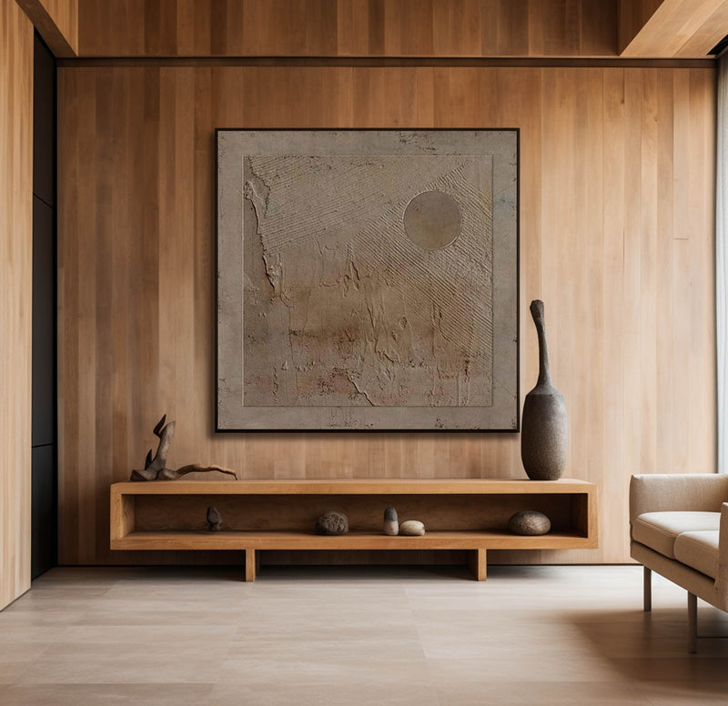 Brown Minimalist Painting Brown Wall Art 3D Texture Painting Brown Shape Abstract Art For Sale