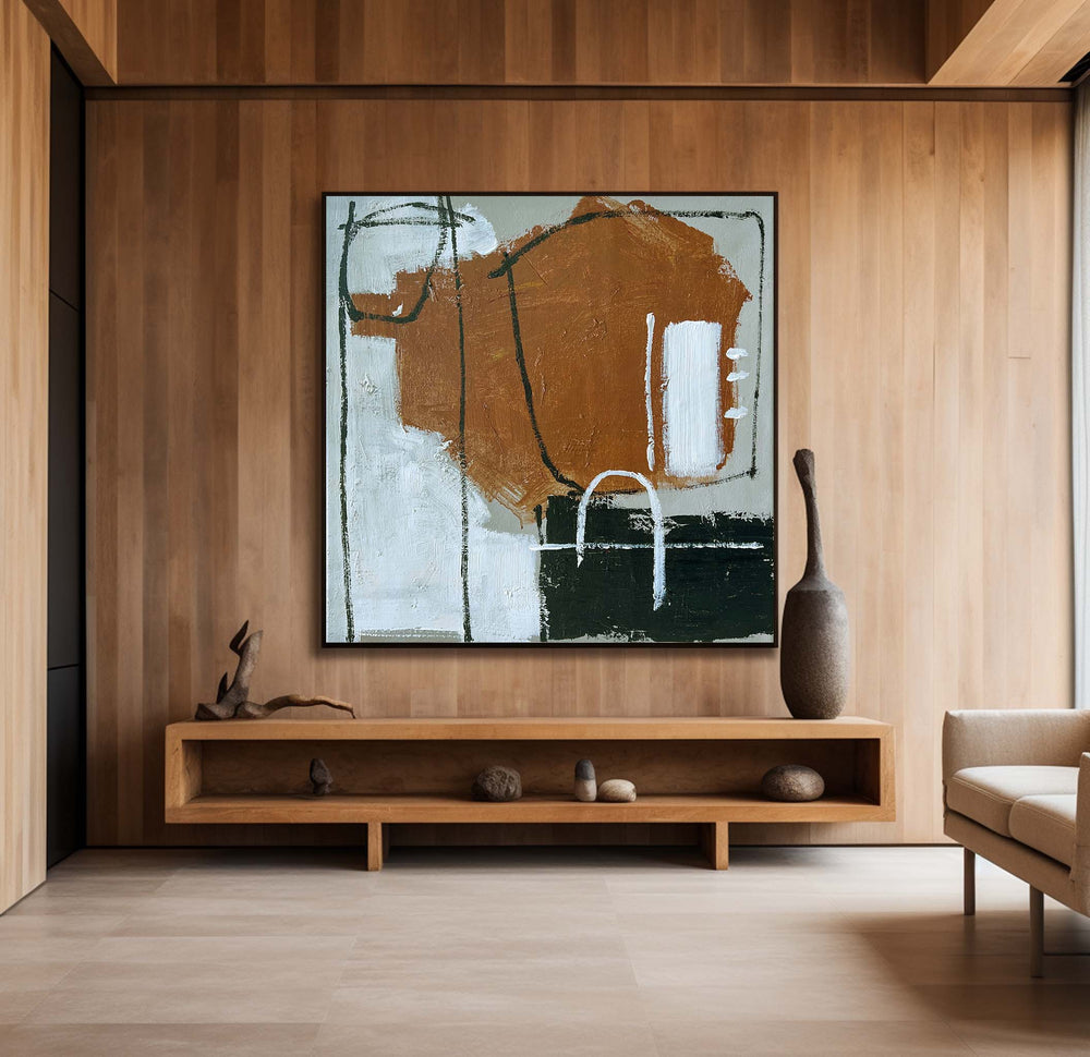 Large Black And Brown Abstract Wall Art Modern Canvas Artworks Acrylic Painting For Livingroom