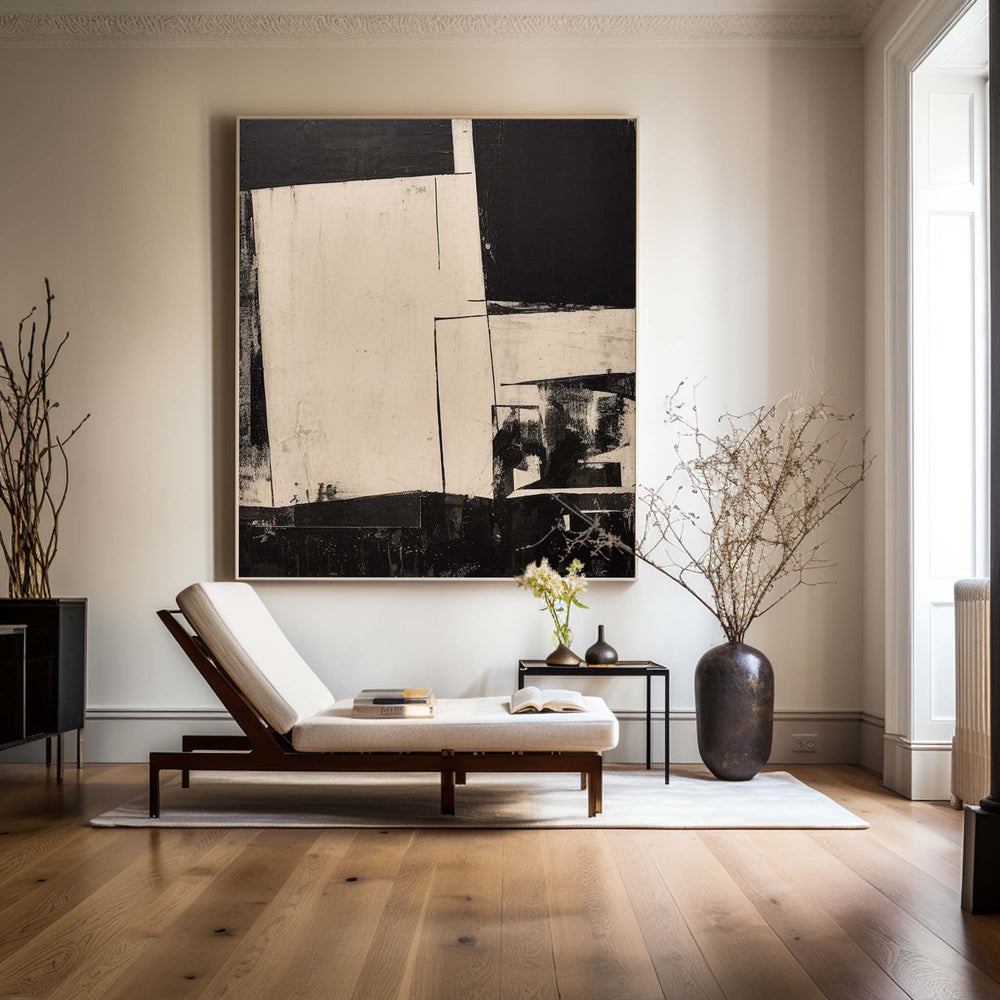 Modern Black And Beige Abstract Canvas Wall Art Earth Tone Minimalist Art Minimalist Painting 