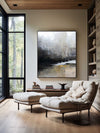 Modern Abstract Wall Art Large Acrylic Painting Black And Grey Abstract Painting For Livingroom