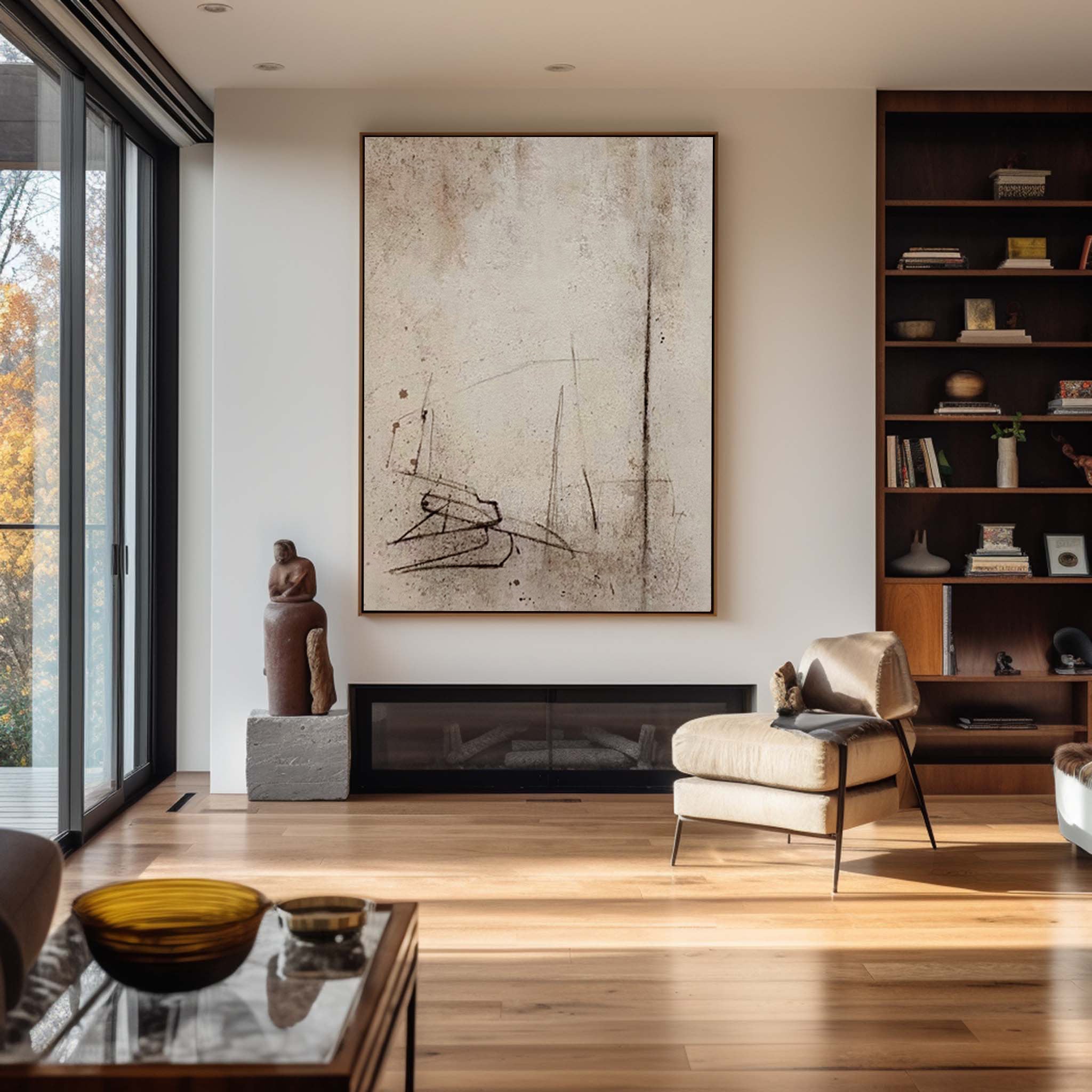 Modern Brown And Beige Abstract Canvas Wall Art Earth Tone Minimalist Art Minimalist Painting 