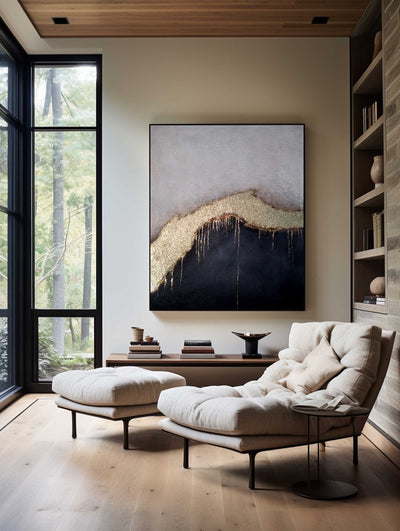 Back And Gold Abstract Art Large Modern Art Canvas Vertical Canvas Art