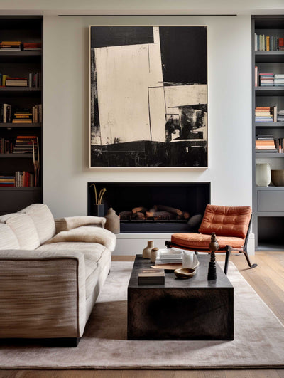 Modern Black And Beige Abstract Canvas Wall Art Earth Tone Minimalist Art Minimalist Painting 