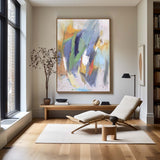 Textured Bright Abstract Painting Huge Colorful Wall Decor For Living Room