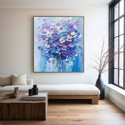 Large Colorful Flowers Art Painting Rich Textured Canvas Art Modern Plaster Handmade Artworks 