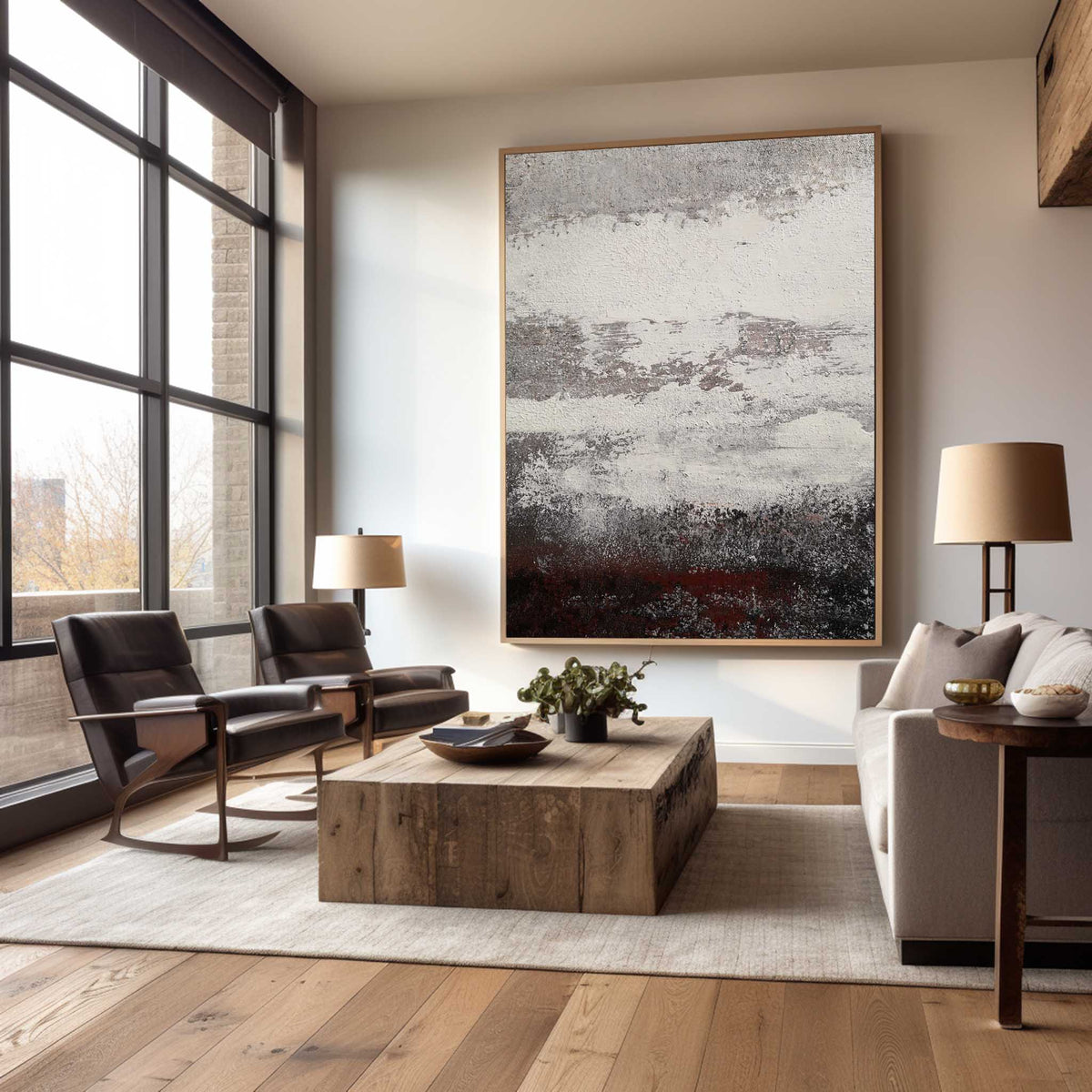 Grey And White Abstract Painting Original impressionism abstract Canvas Art Grey Canvas Wall Art Modern Abstract Paintings For Living Room