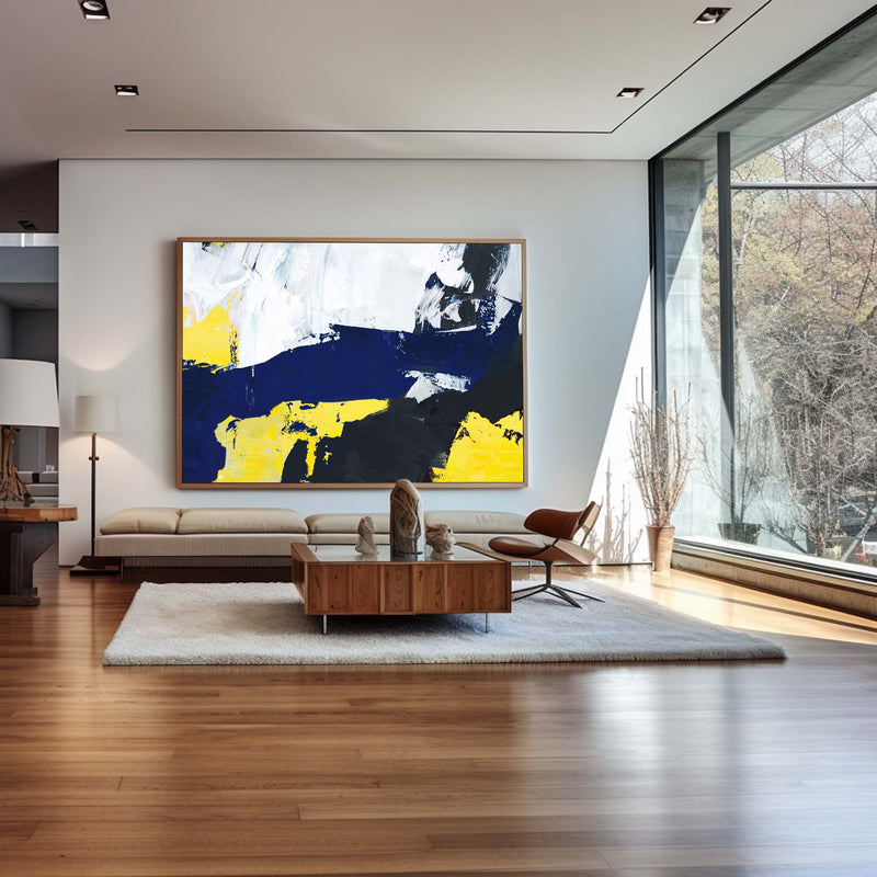 Modern Abstract Canvas Wall Art Yellow Blue Canvas Art Bedroom Canvas Art