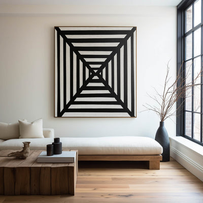 Black And White Canvas Art Geometric Wall Art Wabi-sabi Wall Art Large Minimalist Painting For Livingroom