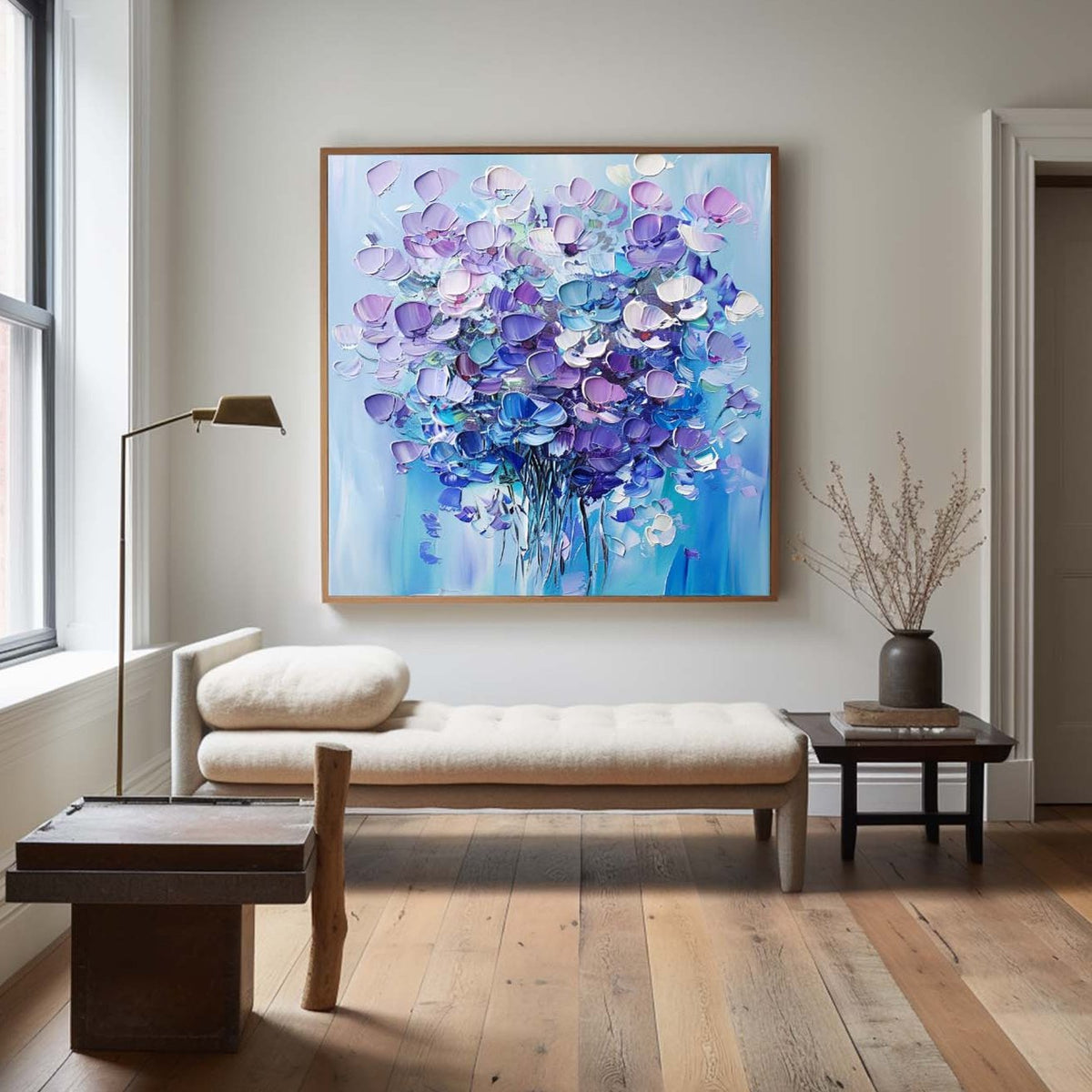 Large Colorful Flowers Art Painting Rich Textured Canvas Art Modern Plaster Handmade Artworks 