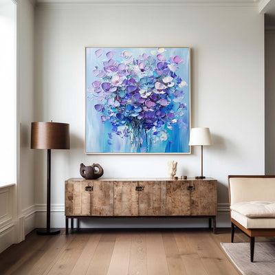 Large Colorful Flowers Art Painting Rich Textured Canvas Art Modern Plaster Handmade Artworks 