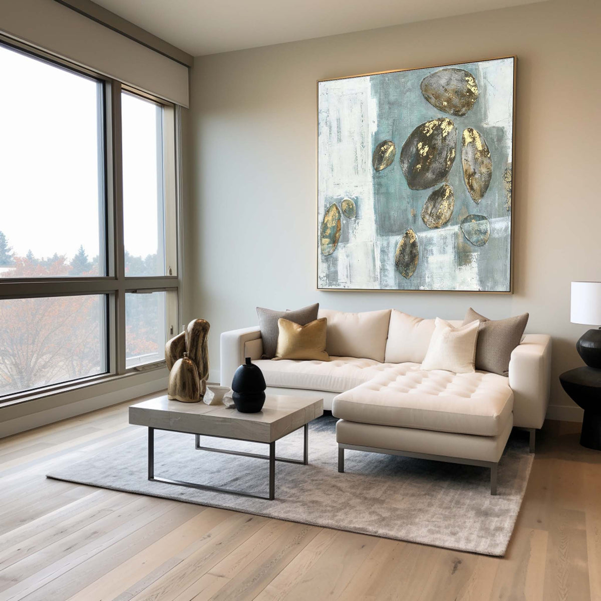 Green Abstract Wall Art Modern Canvas Wall Art Large Acrylic Painting For Livingroom
