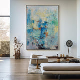 Large Original Abstract Blue And Green Wall Art Textured Modern Abstract Painting