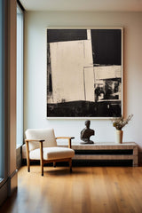 Modern Black And Beige Abstract Canvas Wall Art Earth Tone Minimalist Art Minimalist Painting 